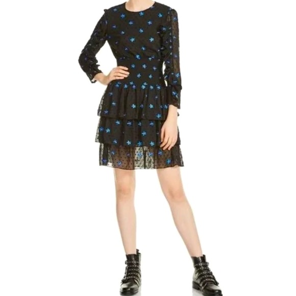 maje embroidered chiffon dress Maje Embroidered Chiffon Dress Flash Sales